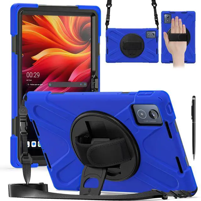 Main image of WERLEO Case for Lenovo Tab K11 Plus 11.45 inch 2024 TB352FU TB352XU Shockproof Protective Cover Pencil Holder Stand Shoulder Strap Stylus Pen Blue