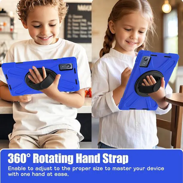 Alt view image 4 of 7 - WERLEO Case for Lenovo Tab K11 Plus 11.45 inch 2024 TB352FU TB352XU Shockproof Protective Cover Pencil Holder Stand Shoulder Strap Stylus Pen Blue