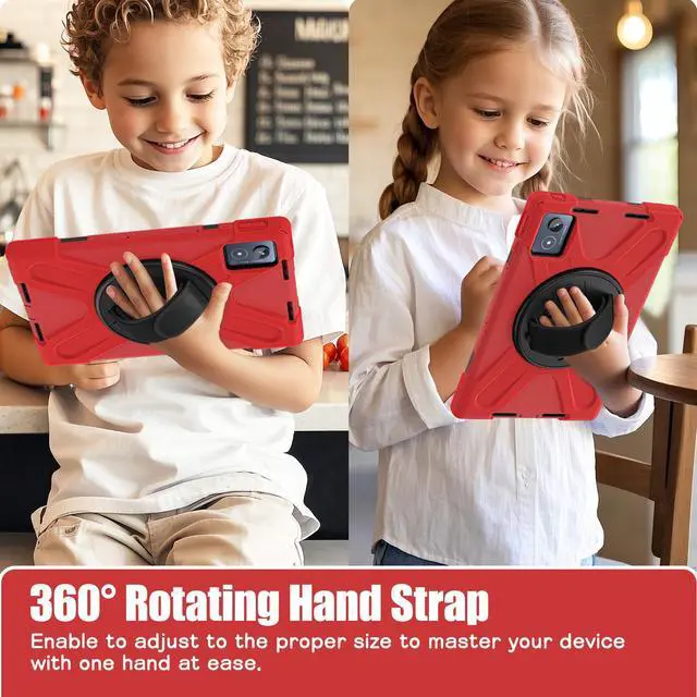 Alt view image 3 of 7 - WERLEO Case for Lenovo Tab K11 Plus 11.45 inch 2024 TB352FU TB352XU Shockproof Protective Cover Pencil Holder Stand Shoulder Strap Stylus Pen Red