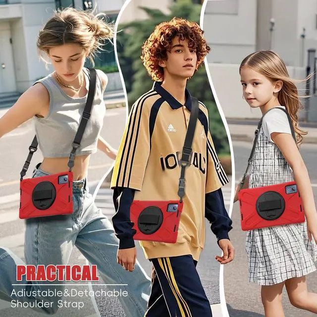 Alt view image 5 of 7 - WERLEO Case for Lenovo Tab K11 Plus 11.45 inch 2024 TB352FU TB352XU Shockproof Protective Cover Pencil Holder Stand Shoulder Strap Stylus Pen Red