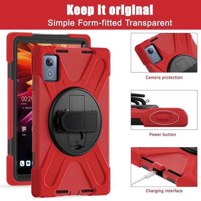 Alt view image 6 of 7 - WERLEO Case for Lenovo Tab K11 Plus 11.45 inch 2024 TB352FU TB352XU Shockproof Protective Cover Pencil Holder Stand Shoulder Strap Stylus Pen Red