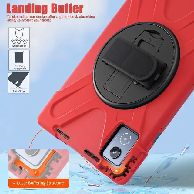 Alt view image 2 of 7 - WERLEO Case for Lenovo Tab K11 Plus 11.45 inch 2024 TB352FU TB352XU Shockproof Protective Cover Pencil Holder Stand Shoulder Strap Stylus Pen Red