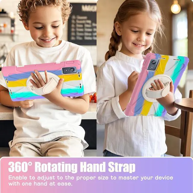 Alt view image 3 of 7 - WERLEO Case for Lenovo Tab K11 Plus 11.45 inch 2024 TB352FU TB352XU Shockproof Protective Cover Pencil Holder Stand Shoulder Strap Stylus Pen Pink