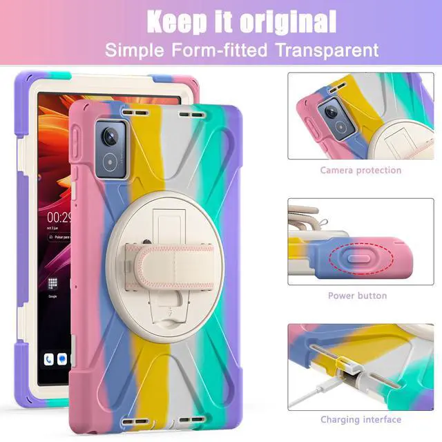 Alt view image 6 of 7 - WERLEO Case for Lenovo Tab K11 Plus 11.45 inch 2024 TB352FU TB352XU Shockproof Protective Cover Pencil Holder Stand Shoulder Strap Stylus Pen Pink