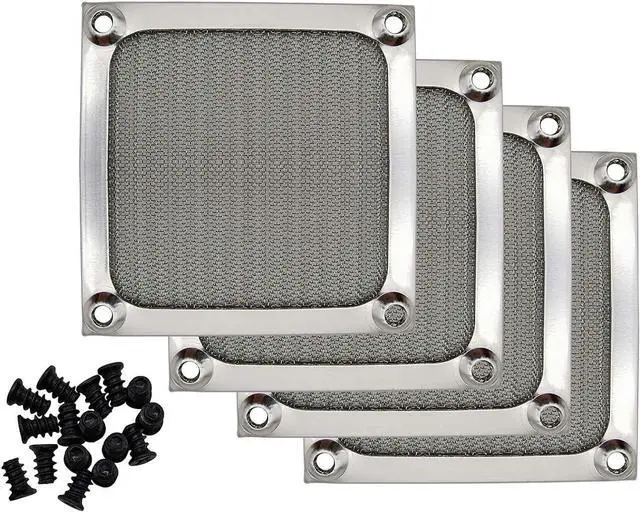 Main image of WERLEO 80mm Computer Fan Filter Grills with Screws, Aluminum Frame Ultra Fine Stainelss Steel Mesh - 4 Pack Silver