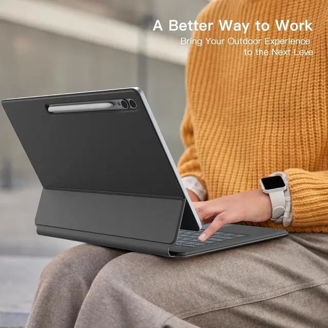 Alt view image 7 of 7 - WERLEO Magic Keyboard Case for Samsung Galaxy Tab S10 Ultra S9 Ultra S8 Ultra 14.6 inch Case Magnetic Floating Cantilever Stand with Multi-Touch Trackpad Pen Holder 7 Color Backlit Keyboard