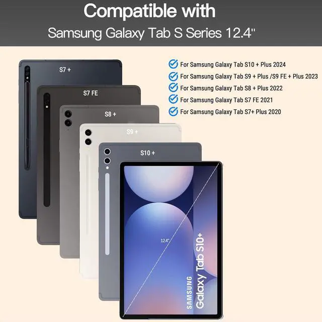 Alt view image 2 of 7 - WERLEO Keyboard Case for Samsung Galaxy Tab S10 Plus S9 Plus S9 FE Plus S8 Plus S7 Plus S7 FE 12.4 inch Magic Floating Cantilever Magnetic Stand, 3-Level 7 Color Backlit & Built-in Trackpad