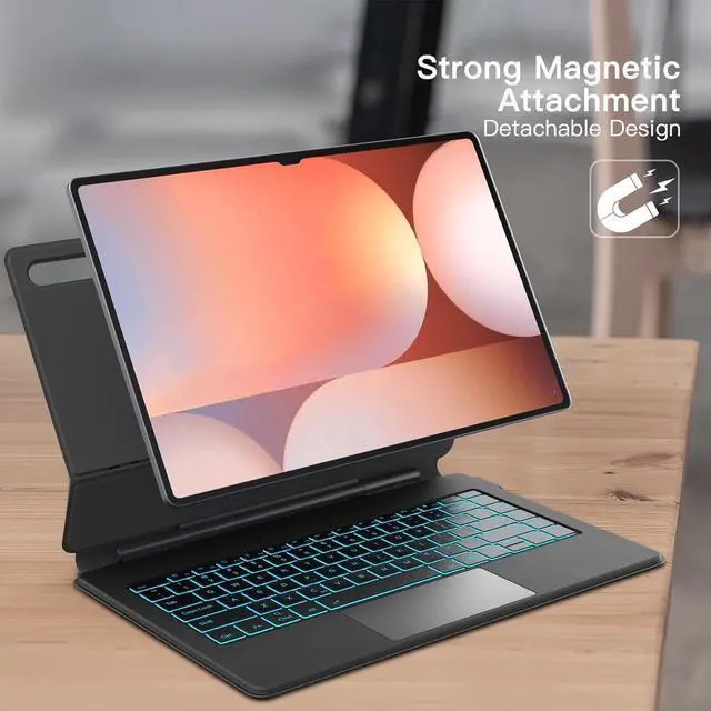 Alt view image 5 of 7 - WERLEO Keyboard Case for Samsung Galaxy Tab S10 FE / S9 FE 5G 10.9 inch / S9 / S8 / S7 11 inch Magic Floating Cantilever Magnetic Stand, 3-Level 7 Color Backlit & Built-in Trackpad