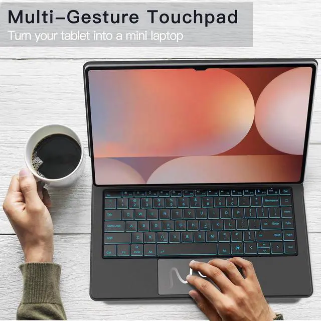 Alt view image 6 of 7 - WERLEO Keyboard Case for Samsung Galaxy Tab S10 FE / S9 FE 5G 10.9 inch / S9 / S8 / S7 11 inch Magic Floating Cantilever Magnetic Stand, 3-Level 7 Color Backlit & Built-in Trackpad