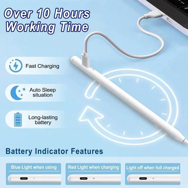 Alt view image 5 of 7 - WERLEO Stylus Pen for iPad, Fast Charge for iPad Pencil Apple Pen with Palm Rejection Tilt Sensitivity - Pen for iPad 10/9/8/7/6, iPad Pro 12.9"/11"/13" M4, iPad Mini 6/5, iPad Air 5/4/3/11"-13" M2