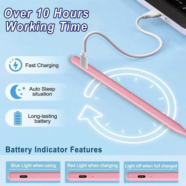 Alt view image 2 of 7 - WERLEO Stylus Pen for iPad, Fast Charge for iPad Pencil Apple Pen with Palm Rejection Tilt Sensitivity - Pen for iPad 10/9/8/7/6, iPad Pro 12.9"/11"/13" M4, iPad Mini 6/5, iPad Air 5/4/3/11"-13" M2