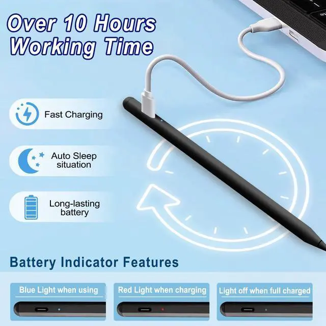Alt view image 2 of 7 - WERLEO Stylus Pen for iPad, Fast Charge for iPad Pencil Apple Pen with Palm Rejection Tilt Sensitivity - Pen for iPad 10/9/8/7/6, iPad Pro 12.9"/11"/13" M4, iPad Mini 6/5, iPad Air 5/4/3/11"-13" M2