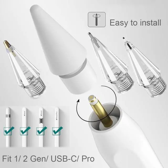 Alt view image 2 of 7 - WERLEO Replacement Pencil Tips for Apple Pencil Pro,Upgraded Pencil Tips Fit for Apple 2nd 1st Gen USB-C,Wear-Resistant & Precise Control Needle Pencil Tips with Case,IPad Pro Pencil Sets