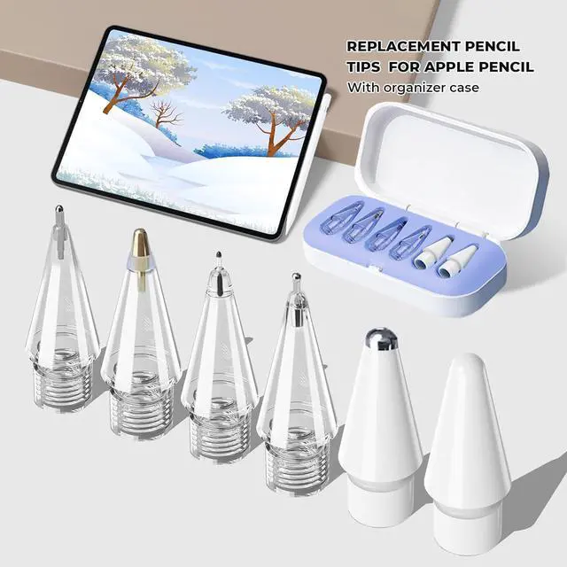Alt view image 7 of 7 - WERLEO Replacement Pencil Tips for Apple Pencil Pro,Upgraded Pencil Tips Fit for Apple 2nd 1st Gen USB-C,Wear-Resistant & Precise Control Needle Pencil Tips with Case,IPad Pro Pencil Sets