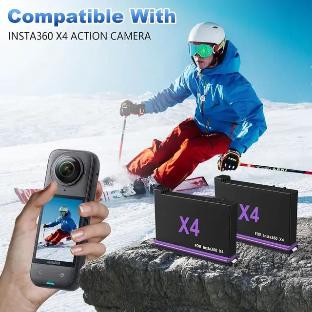 Alt view image 6 of 6 - WERLEO 360 X4 Battery for insta360 x4, 2-Pack 2500mAh and 3-Channel Type-C Fast Charger Case Compatible with Insta360 X4 Action Camera Batteries and Charger with Misro SD Card Slots