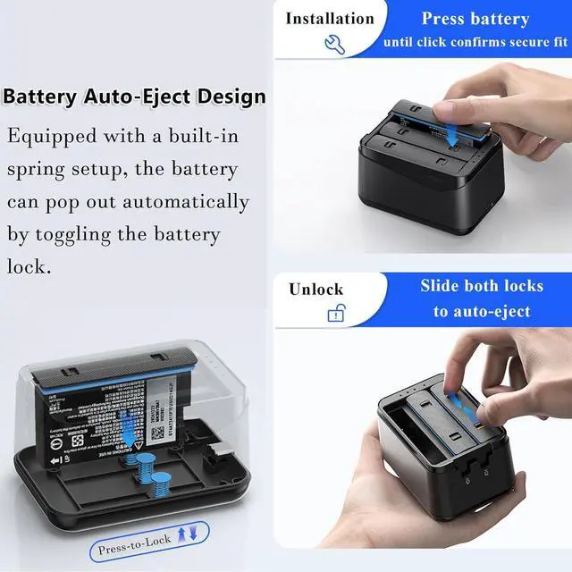 Alt view image 2 of 7 - WERLEO Battery Charger for Insta 360 X5 Accessories,Intelligent Two-Way Fast Charger Hub for Insta360 x5,Portable Charging Case with Type-C Cable (Battery Not Included)