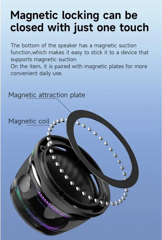 Alt view image 6 of 7 - WERLEO Multifunctional Magnetic Bluetooth Speaker with RGB Light,Wireless Waterproof Magnetic Speaker for Phones,Tablets,Laptops and Switch,6-7H Playtime