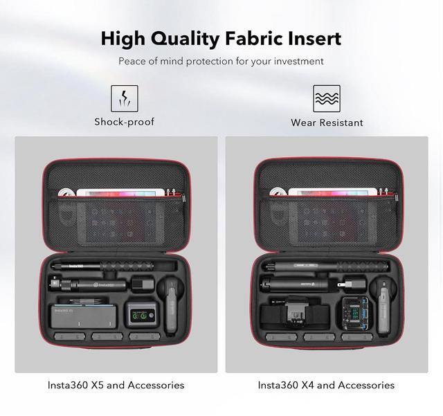 Alt view image 7 of 7 - WERLEO Carrying Case for Insta360 X4 X5, Anti-water Splash, Anti-shock Compact Travel Bag w/Shoulder Strap, Handy Handle & Pocket, Protective Storage Nylon Case for Insta 360 X5 X4 Accessories