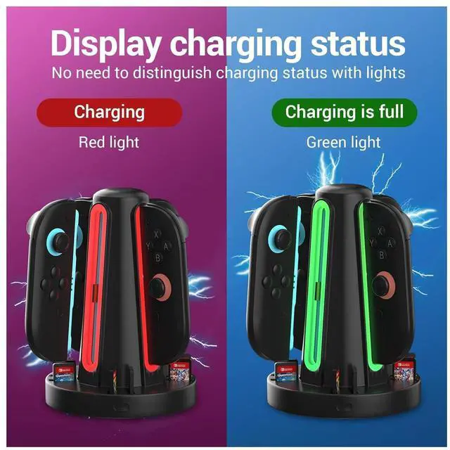 Alt view image 5 of 7 - WERLEO Switch 2 Controller Charging Dock, Fast USB-C Charging Station for Up to 4 Magnetic Switch 2 Joy-Cons, Joy-Con 2 Charging Dock (4-Port Magnetic)