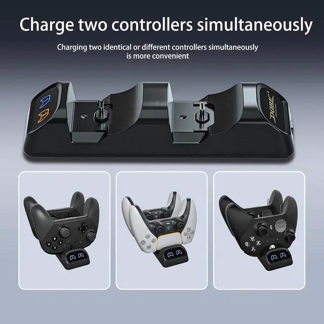 Alt view image 6 of 7 - WERLEO Switch Controller Charger, Fast Charging Dock for Switch Pro Controller, Xbox Series X/S, PS5, and Type-C Gamepads Dual Charger Station with LED Indicators, and Type-C Adapter