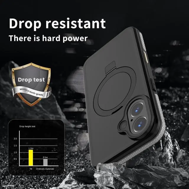 Alt view image 3 of 7 - WERLEO Magnetic Waterproof Case for iPhone 16 [Built-in Ring Invisible Stand & Screen Protector][IP68 Underwater][Dropproof] Shockproof Protective Cover for iPhone 16 6.1"