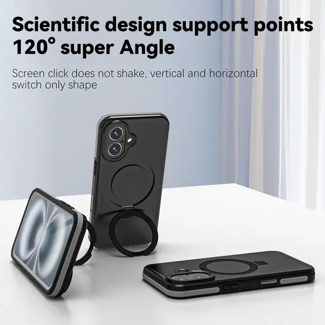 Alt view image 6 of 7 - WERLEO Magnetic Waterproof Case for iPhone 16 [Built-in Ring Invisible Stand & Screen Protector][IP68 Underwater][Dropproof] Shockproof Protective Cover for iPhone 16 6.1"