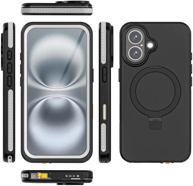 Alt view image 7 of 7 - WERLEO Magnetic Waterproof Case for iPhone 16 [Built-in Ring Invisible Stand & Screen Protector][IP68 Underwater][Dropproof] Shockproof Protective Cover for iPhone 16 6.1"