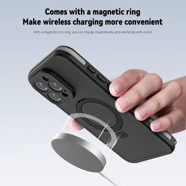 Alt view image 4 of 7 - WERLEO Magnetic Waterproof for iPhone 16 Pro Case with[Built-in Screen Protector][Invisible Stand][Fit for MagSafe][360ºFull Body Sealed] Heavy Duty Rugged IP68 Underwater Case for iPhone 16 Pro 6.3"