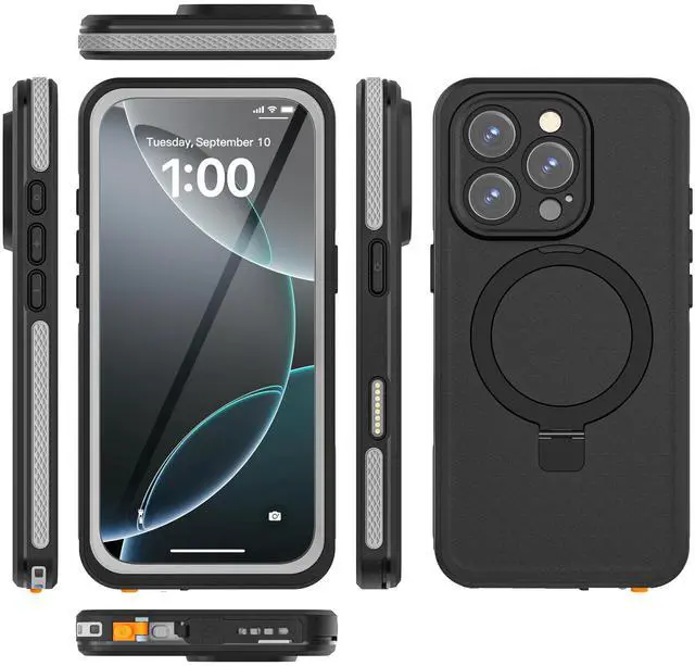 Alt view image 6 of 7 - WERLEO Magnetic Waterproof for iPhone 16 Pro Case with[Built-in Screen Protector][Invisible Stand][Fit for MagSafe][360ºFull Body Sealed] Heavy Duty Rugged IP68 Underwater Case for iPhone 16 Pro 6.3"