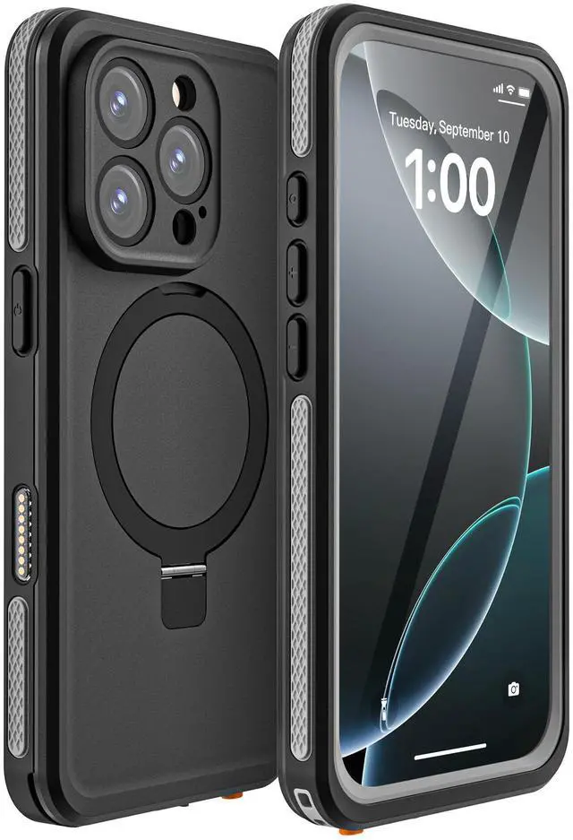 Alt view image 7 of 7 - WERLEO Magnetic Waterproof for iPhone 16 Pro Case with[Built-in Screen Protector][Invisible Stand][Fit for MagSafe][360ºFull Body Sealed] Heavy Duty Rugged IP68 Underwater Case for iPhone 16 Pro 6.3"