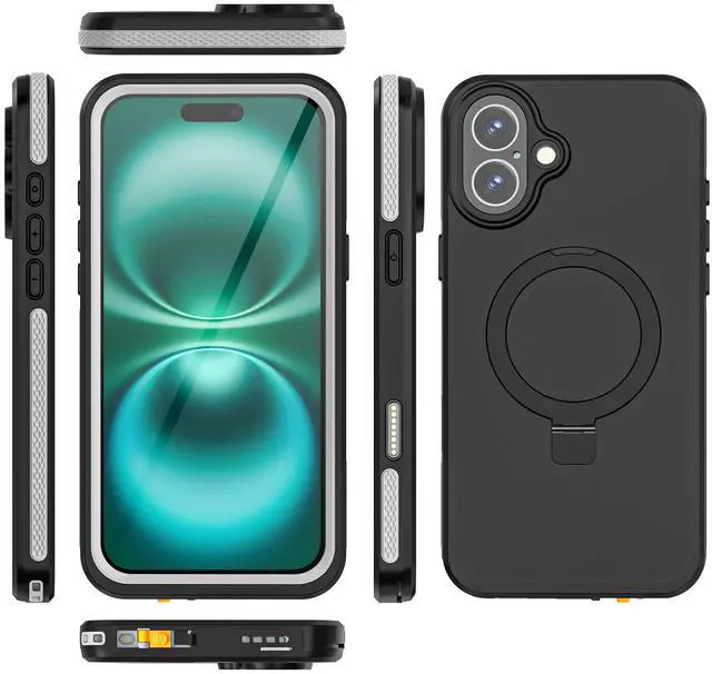 Alt view image 7 of 7 - WERLEO Magnetic Waterproof for iPhone 16 Plus Case with [Built-in Screen Protector][Invisible Stand][Fit for MagSafe][360º Full Body Sealed] Heavy Duty IP68 Underwater Case for iPhone 16 Plus 6.7"