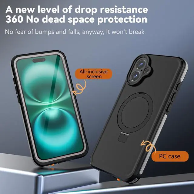 Alt view image 6 of 7 - WERLEO Magnetic Waterproof for iPhone 16 Plus Case with [Built-in Screen Protector][Invisible Stand][Fit for MagSafe][360º Full Body Sealed] Heavy Duty IP68 Underwater Case for iPhone 16 Plus 6.7"