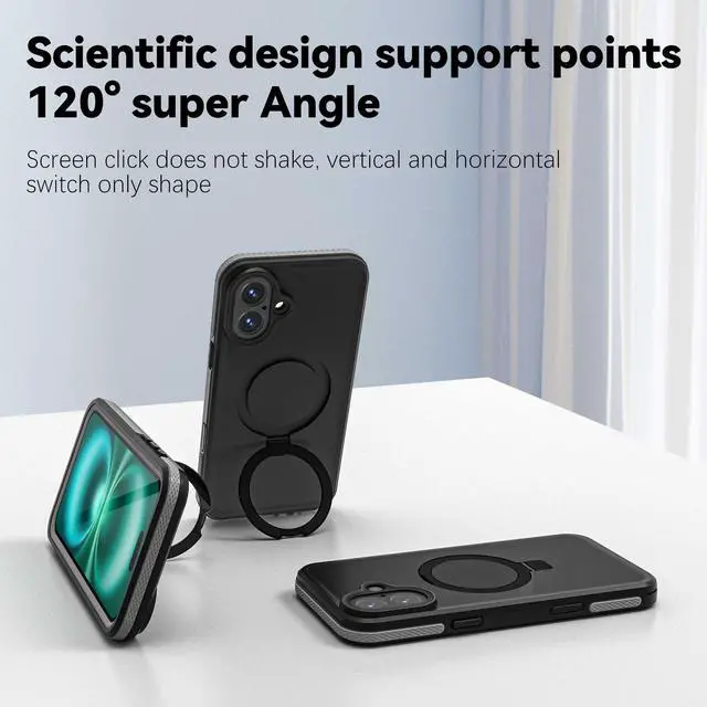 Alt view image 5 of 7 - WERLEO Magnetic Waterproof for iPhone 16 Plus Case with [Built-in Screen Protector][Invisible Stand][Fit for MagSafe][360º Full Body Sealed] Heavy Duty IP68 Underwater Case for iPhone 16 Plus 6.7"