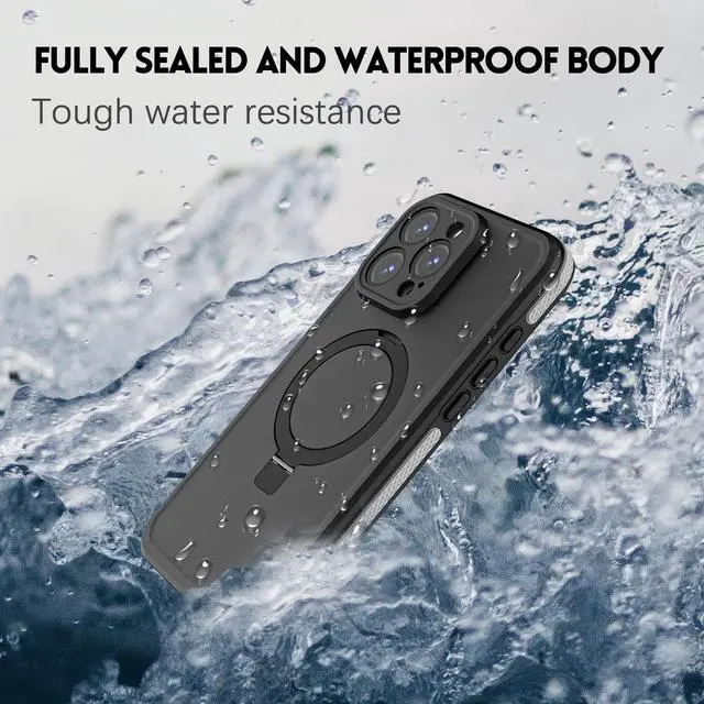 Alt view image 2 of 7 - WERLEO Magnetic Waterproof for iPhone 16 Pro Max Case with [Built-in Screen Protector][Invisible Stand][Fit for MagSafe][360º Full Body Sealed] Rugged IP68 Underwater Case for iPhone 16 Pro Max 6.9"