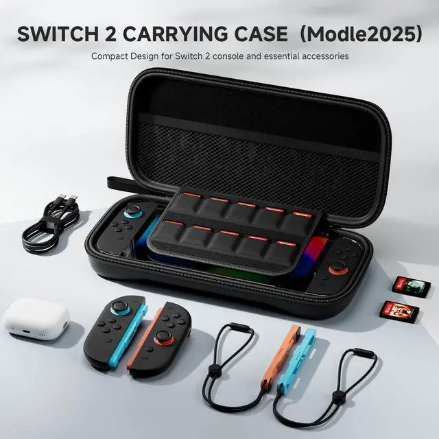 Alt view image 2 of 7 - WERLEO Accessories Bundle for Nintendo Switch 2, Switch 2 Carrying Case, Silicone Protective Cover, 2 Piece HD Screen Protector, Durable , Lightweight and Large Capacity, Accessories for Switch 2