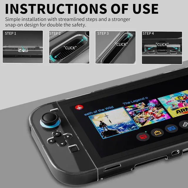 Alt view image 3 of 7 - WERLEO Clear Dockable Case for Nintendo Switch 2 2025, Protective PC Shell Case, Slim Design Transparent Controller Cover with Detachable joycon Compatible with New Nintendo Switch 2 7.9 Inch