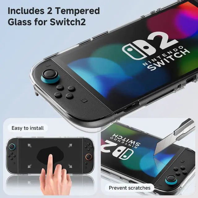 Alt view image 6 of 7 - WERLEO Switch Case for Nintendo Switch 2 (2025) with 2pcs Screen Protectors, Hard Shell Carry Case with Soft Lining, 10 Card Slots, Durable Ballistic Nylon, Soft Silicone Handle for Nintendo Switch2