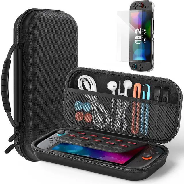 Main image of WERLEO Switch Case for Nintendo Switch 2 (2025) with 2pcs Screen Protectors, Hard Shell Carry Case with Soft Lining, 10 Card Slots, Durable Ballistic Nylon, Soft Silicone Handle for Nintendo Switch2