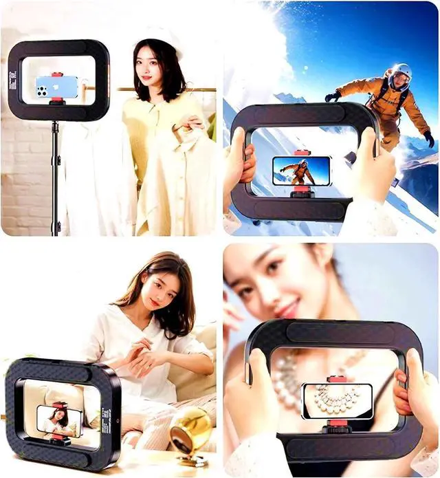 Alt view image 5 of 7 - WERLEO Ring Light for Phone, Phone Ring Light Stabilizer for Video Recording Smartphone Video Rig for Tiktok Vlogging, RGB Video Light for Photography Filmmaking Video Maker