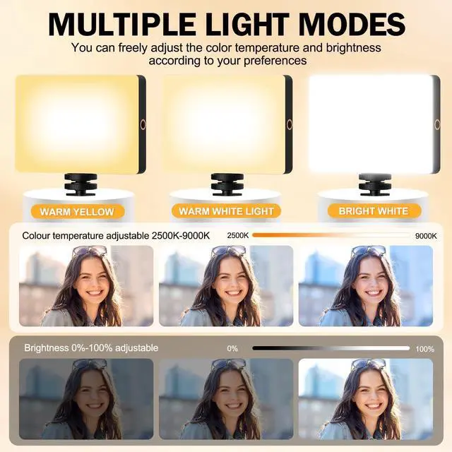 Alt view image 6 of 7 - WERLEO 120 LED Selfie Light for iPhone, Portable Phone Light with Clip & Camera Tripod Adapter - 8000mAh Rechargeable, 3 Lighting Modes, CRI 97+ for Video Recording, TikTok, Vlogging, Laptop, Makeup