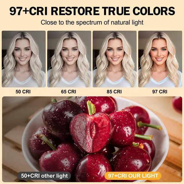 Alt view image 4 of 7 - WERLEO 120 LED Selfie Light for iPhone, Portable Phone Light with Clip & Camera Tripod Adapter - 8000mAh Rechargeable, 3 Lighting Modes, CRI 97+ for Video Recording, TikTok, Vlogging, Laptop, Makeup