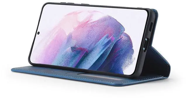 Alt view image 2 of 7 - WERLEO Case for Samsung Galaxy S25 Plus 6.7 inch Premium PU Leather Phone Cover with Card Holder Stand, Shockproof Flip Wallet Cover Blue
