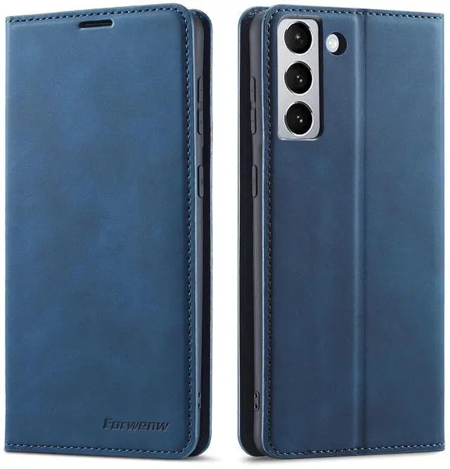 Main image of WERLEO Case for Samsung Galaxy S25 Plus 6.7 inch Premium PU Leather Phone Cover with Card Holder Stand, Shockproof Flip Wallet Cover Blue