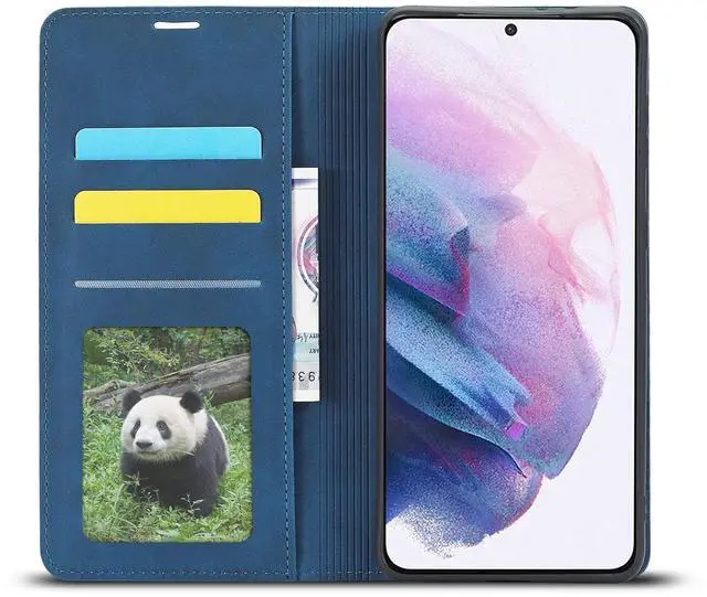 Alt view image 2 of 7 - WERLEO Case for Samsung Galaxy S25 5G 6.2 inch Premium PU Leather Phone Cover with Card Holder Stand, Shockproof Flip Wallet Cover Blue
