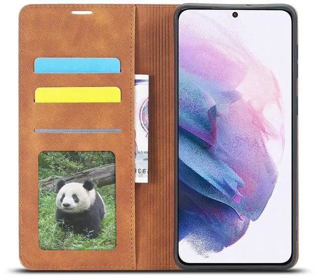 Alt view image 2 of 7 - WERLEO Case for Samsung Galaxy S25 5G 6.2 inch Premium PU Leather Phone Cover with Card Holder Stand, Shockproof Flip Wallet Cover Brown