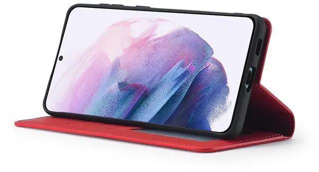 Alt view image 3 of 7 - WERLEO Case for Samsung Galaxy S25 5G 6.2 inch Premium PU Leather Phone Cover with Card Holder Stand, Shockproof Flip Wallet Cover Red