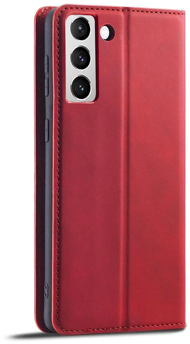 Alt view image 5 of 7 - WERLEO Case for Samsung Galaxy S25 5G 6.2 inch Premium PU Leather Phone Cover with Card Holder Stand, Shockproof Flip Wallet Cover Red