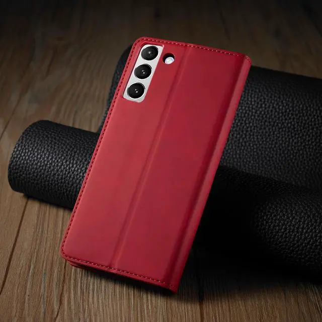 Alt view image 7 of 7 - WERLEO Case for Samsung Galaxy S25 5G 6.2 inch Premium PU Leather Phone Cover with Card Holder Stand, Shockproof Flip Wallet Cover Red