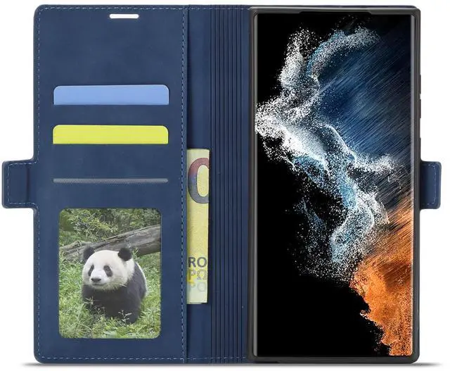 Alt view image 3 of 7 - WERLEO Case for Samsung Galaxy S25 Ultra 5G 6.9 inch Premium PU Leather Phone Cover with Card Holder Stand, Shockproof Flip Wallet Cover Blue