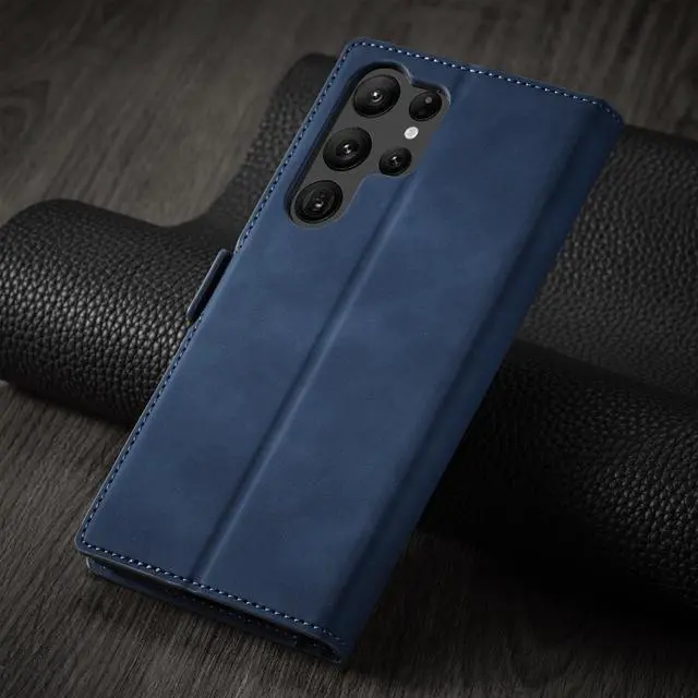 Alt view image 6 of 7 - WERLEO Case for Samsung Galaxy S25 Ultra 5G 6.9 inch Premium PU Leather Phone Cover with Card Holder Stand, Shockproof Flip Wallet Cover Blue